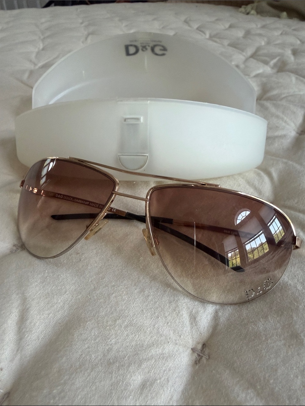 D&G Gold Frame Sunglasses with Brown Gradient Lenses